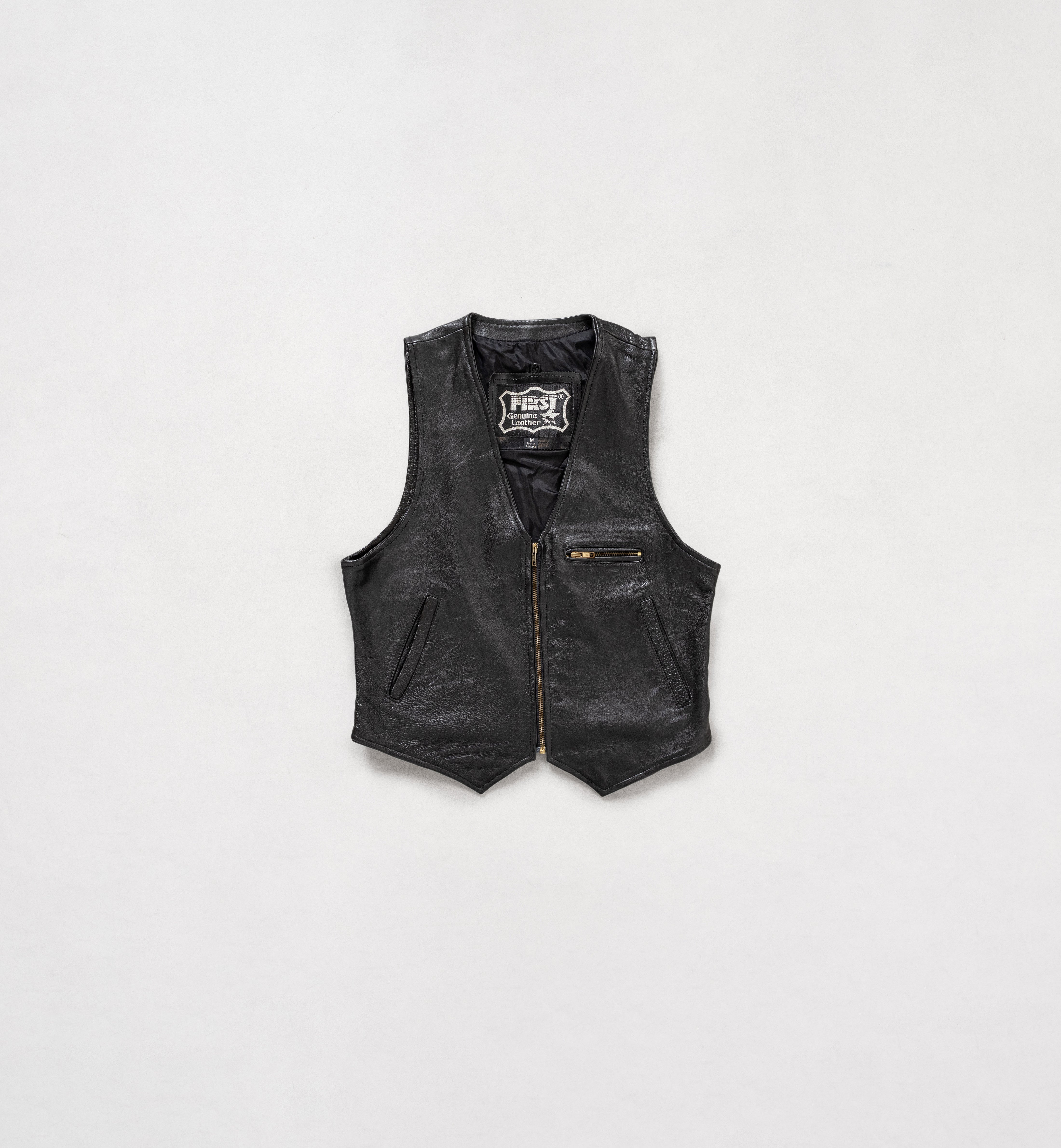 90’s Vintage discount Black Leather Vest / Size M